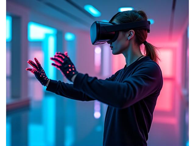 VRヘッドセットを使ってフィットネスを楽しむ人